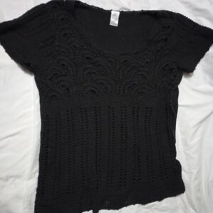 COPY - Black Crochet Short Sleeve Top